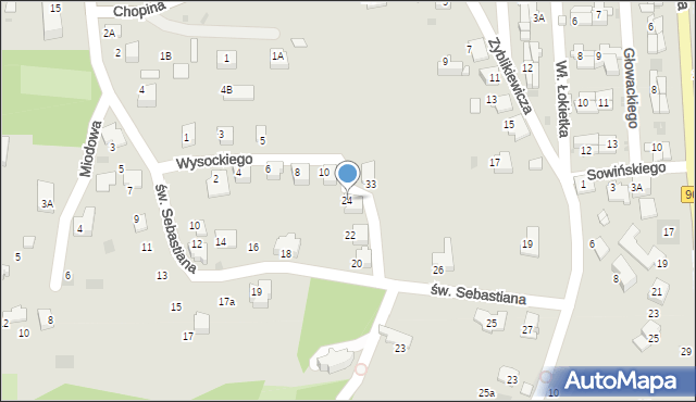 Wieliczka, św. Sebastiana, 24, mapa Wieliczka