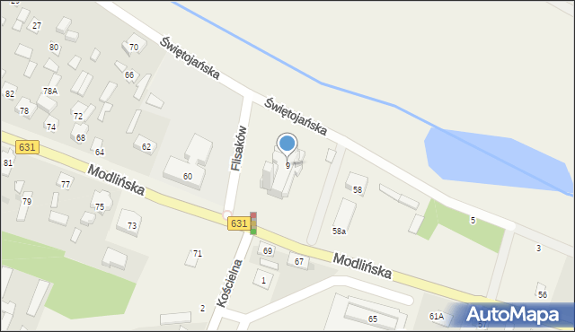 Wieliszew, Świętojańska, 9, mapa Wieliszew