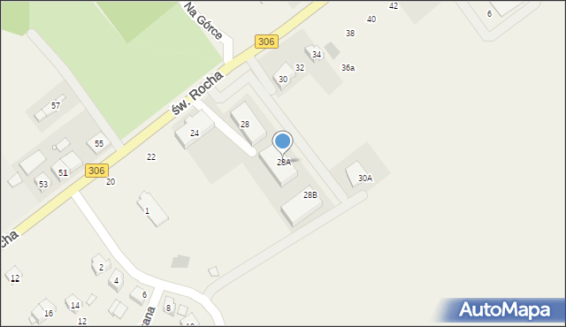 Wielka Wieś, św. Rocha, 28A, mapa Wielka Wieś