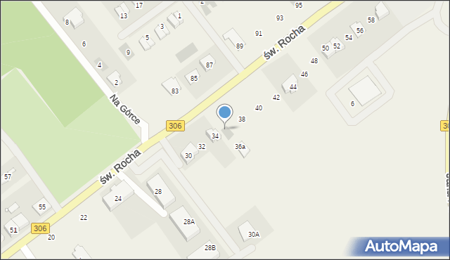 Wielka Wieś, św. Rocha, 36, mapa Wielka Wieś