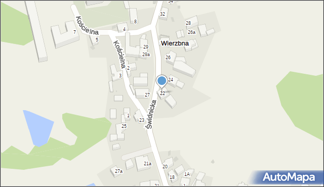 Wierzbna, Świdnicka, 22, mapa Wierzbna