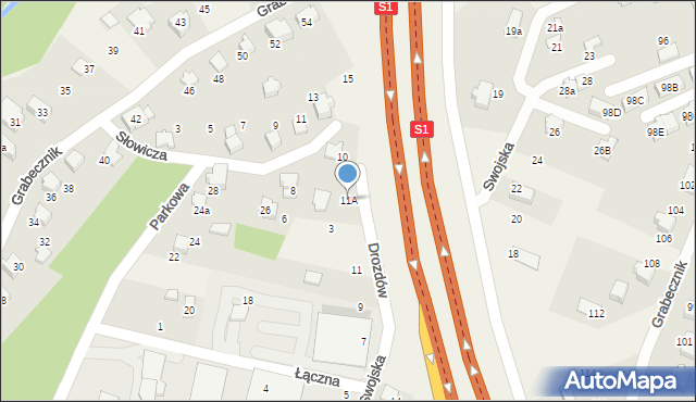 Wilkowice, Swojska, 11A, mapa Wilkowice