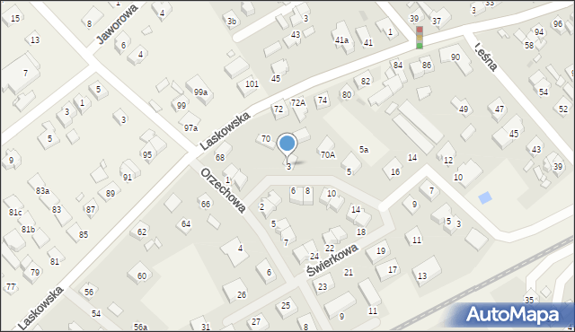 Wiry, Świerkowa, 3, mapa Wiry