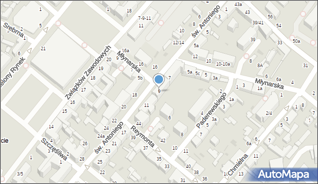 Włocławek, św. Antoniego, 9, mapa Włocławka
