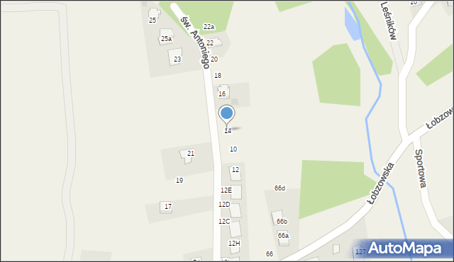Włosań, św. Antoniego, 14, mapa Włosań