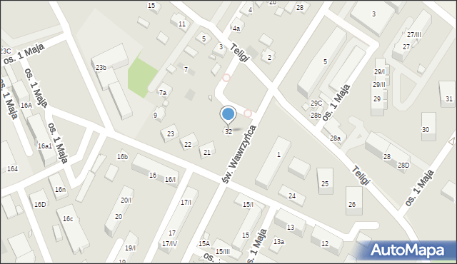 Wodzisław Śląski, św. Wawrzyńca, 32, mapa Wodzisławia Śląskiego