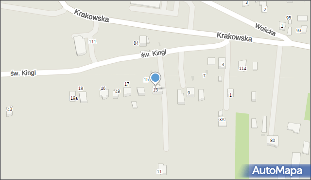 Wojnicz, św. Kingi, 13, mapa Wojnicz