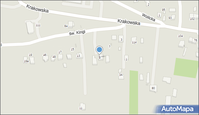 Wojnicz, św. Kingi, 9, mapa Wojnicz
