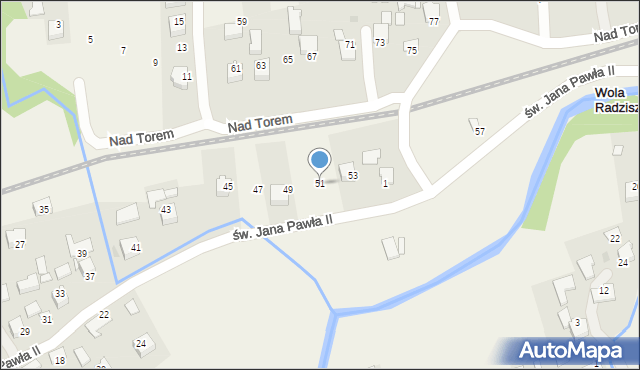 Wola Radziszowska, św. Jana Pawła II, 51, mapa Wola Radziszowska
