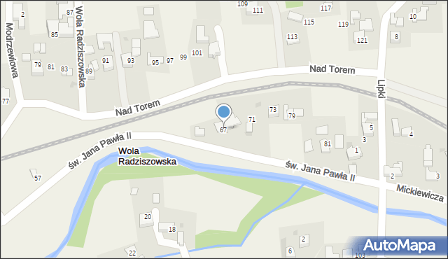 Wola Radziszowska, św. Jana Pawła II, 67, mapa Wola Radziszowska