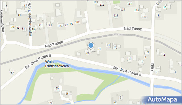 Wola Radziszowska, św. Jana Pawła II, 69, mapa Wola Radziszowska