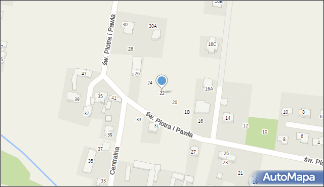 Wolica, św. Piotra i Pawła, 22, mapa Wolica