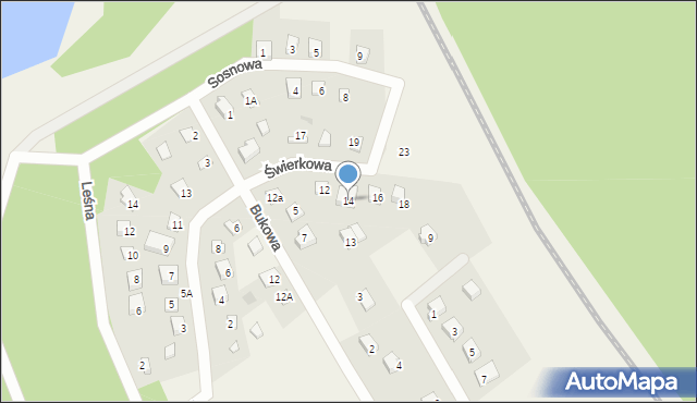 Woszczele, Świerkowa, 14, mapa Woszczele