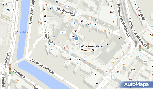 Wrocław, św. Antoniego, 24C, mapa Wrocławia