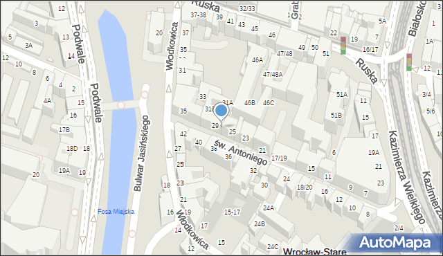 Wrocław, św. Antoniego, 27-29, mapa Wrocławia