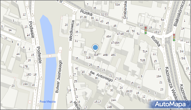Wrocław, św. Antoniego, 31A, mapa Wrocławia