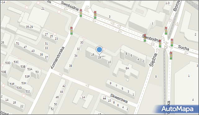 Wrocław, Swobodna, 14, mapa Wrocławia