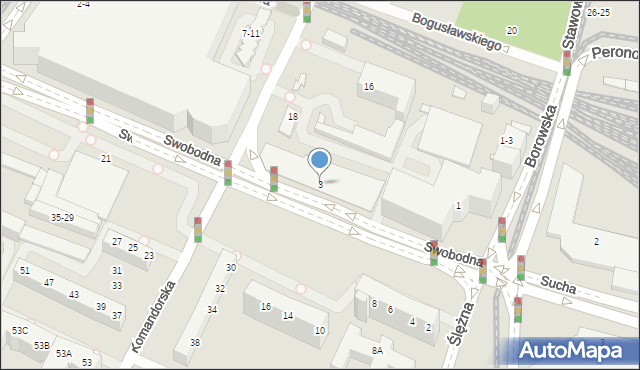 Wrocław, Swobodna, 3, mapa Wrocławia