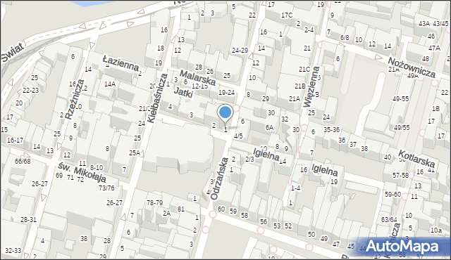 Wrocław, św. Elżbiety, 1, mapa Wrocławia