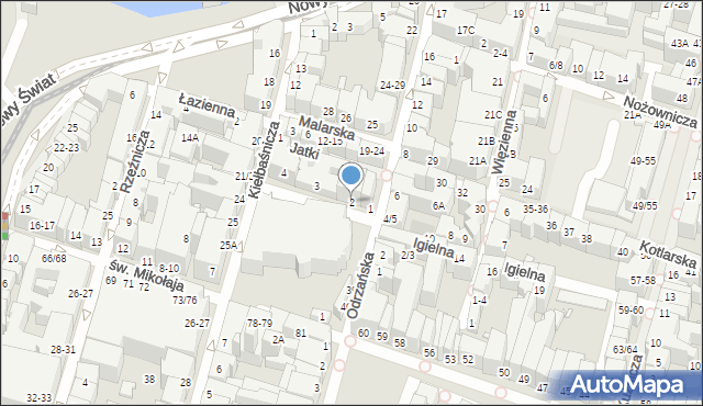 Wrocław, św. Elżbiety, 2, mapa Wrocławia