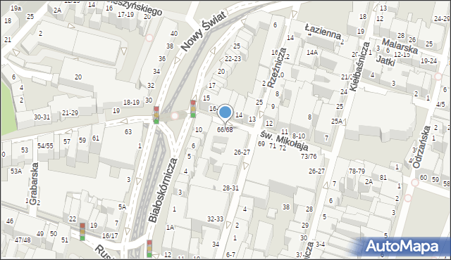 Wrocław, św. Mikołaja, 66/68, mapa Wrocławia