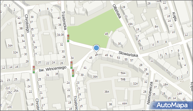 Wrocław, św. Wincentego, 47, mapa Wrocławia