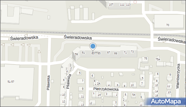 Wrocław, Świeradowska, 63, mapa Wrocławia