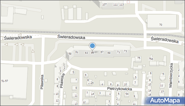 Wrocław, Świeradowska, 65, mapa Wrocławia
