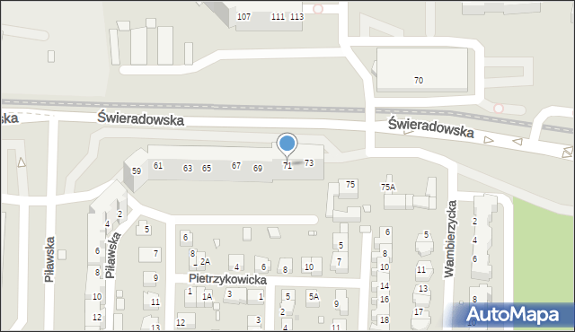 Wrocław, Świeradowska, 71, mapa Wrocławia