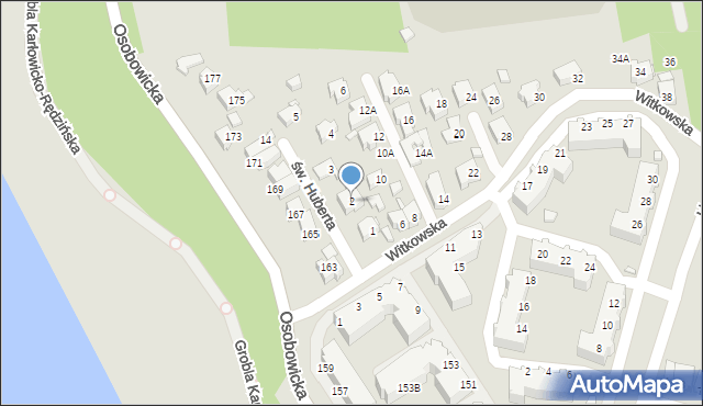 Wrocław, św. Huberta, 2, mapa Wrocławia