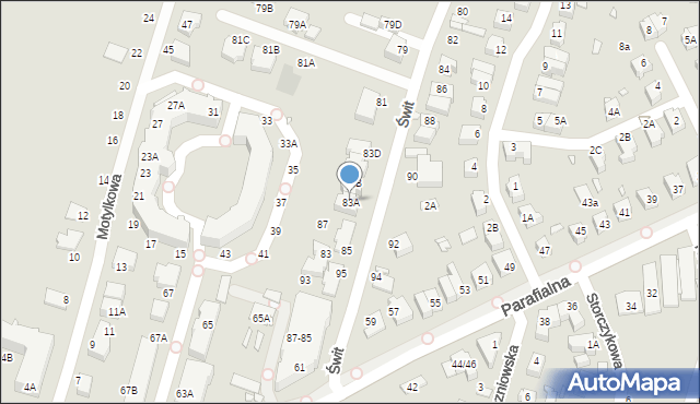 Wrocław, Świt, 83A, mapa Wrocławia