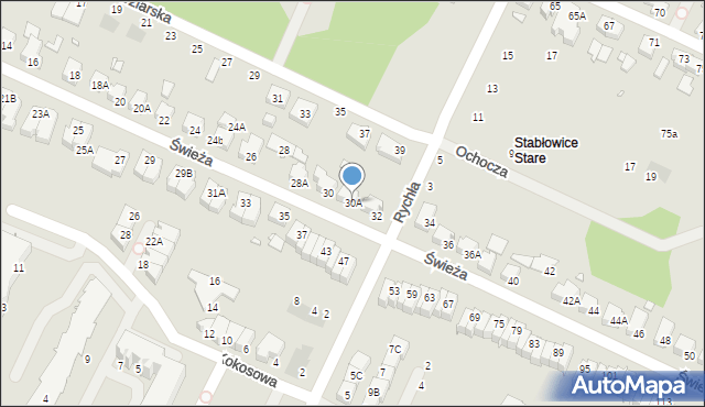 Wrocław, Świeża, 30A, mapa Wrocławia
