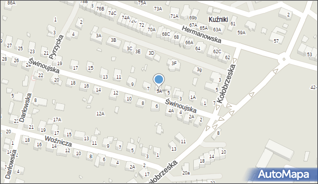 Wrocław, Świnoujska, 5A, mapa Wrocławia
