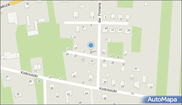 Wyśmierzyce, św. Floriana, 19, mapa Wyśmierzyce