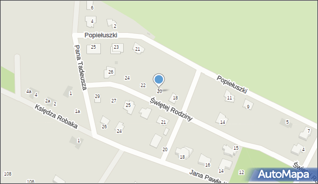 Wyszków, Świętej Rodziny, 20, mapa Wyszków