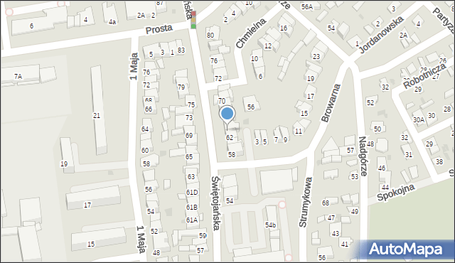 Wyszków, Świętojańska, 64, mapa Wyszków