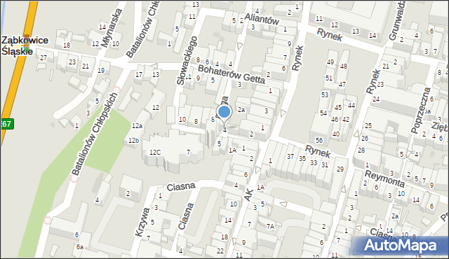 Ząbkowice Śląskie, św. Wojciecha, 4, mapa Ząbkowice Śląskie