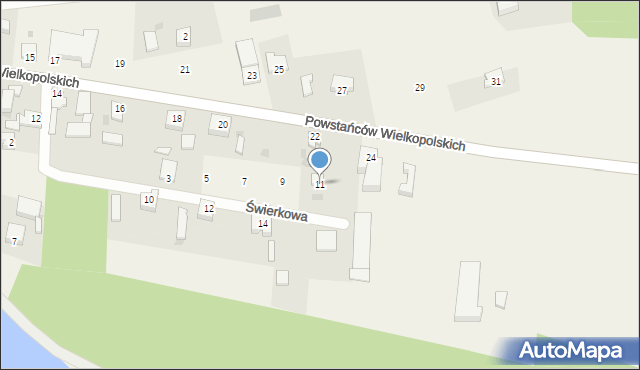 Zaborówiec, Świerkowa, 11, mapa Zaborówiec