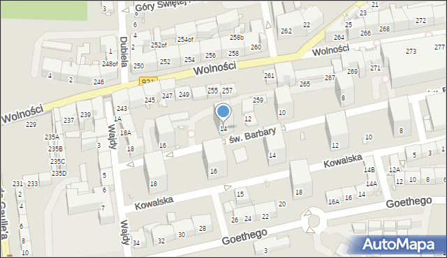 Zabrze, św. Barbary, 14, mapa Zabrza