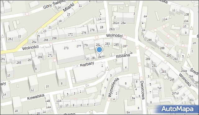 Zabrze, św. Barbary, 2A, mapa Zabrza