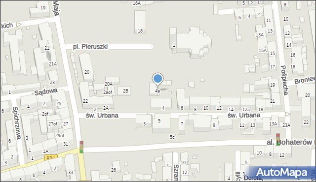 Zabrze, św. Urbana, 4a, mapa Zabrza