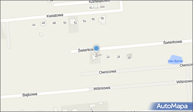 Zacharzew, Świerkowa, 22, mapa Zacharzew