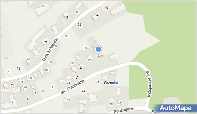 Zagacie, św. Franciszka, 29, mapa Zagacie