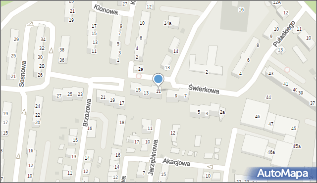 Żagań, Świerkowa, 11, mapa Żagań