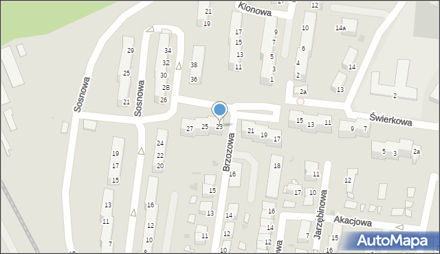 Żagań, Świerkowa, 23, mapa Żagań