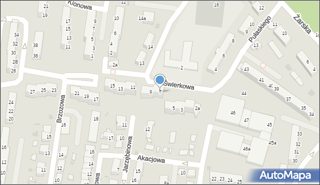 Żagań, Świerkowa, 7, mapa Żagań