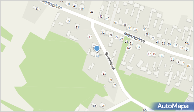 Zajączków, Świerkowa, 13, mapa Zajączków