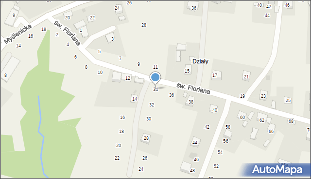 Zakliczyn, św. Floriana, 34, mapa Zakliczyn