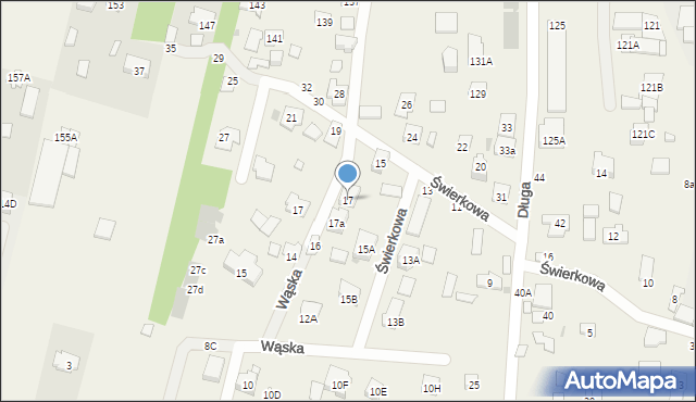 Zakręt, Świerkowa, 17, mapa Zakręt