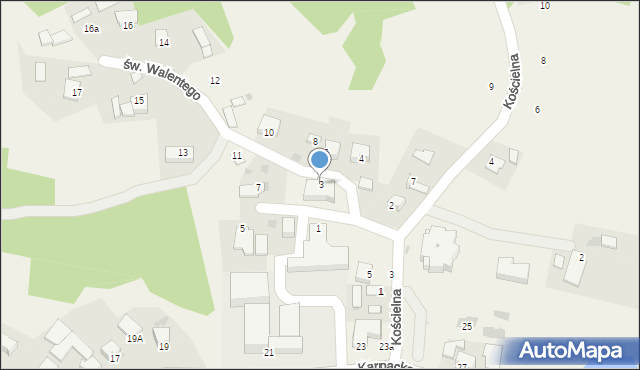 Zalasowa, św. Walentego, 3, mapa Zalasowa